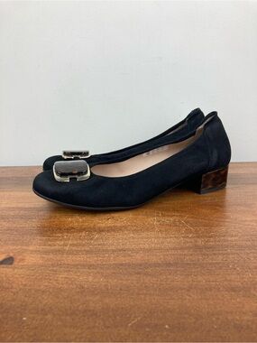 Sabrinas Made In Spain Black Suede Pumps Leopard Heel Size 40 Women’s 9.5.